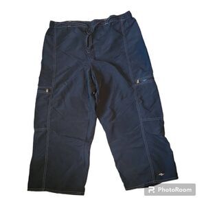 Women's Athletic Works Large (12/14) Black Cargo Wide Leg Elastic Waist Pants